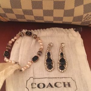 Black and gold rhinestone earrings